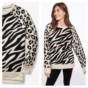 VS Pink logo zebra leopard legging crew sweatshirt